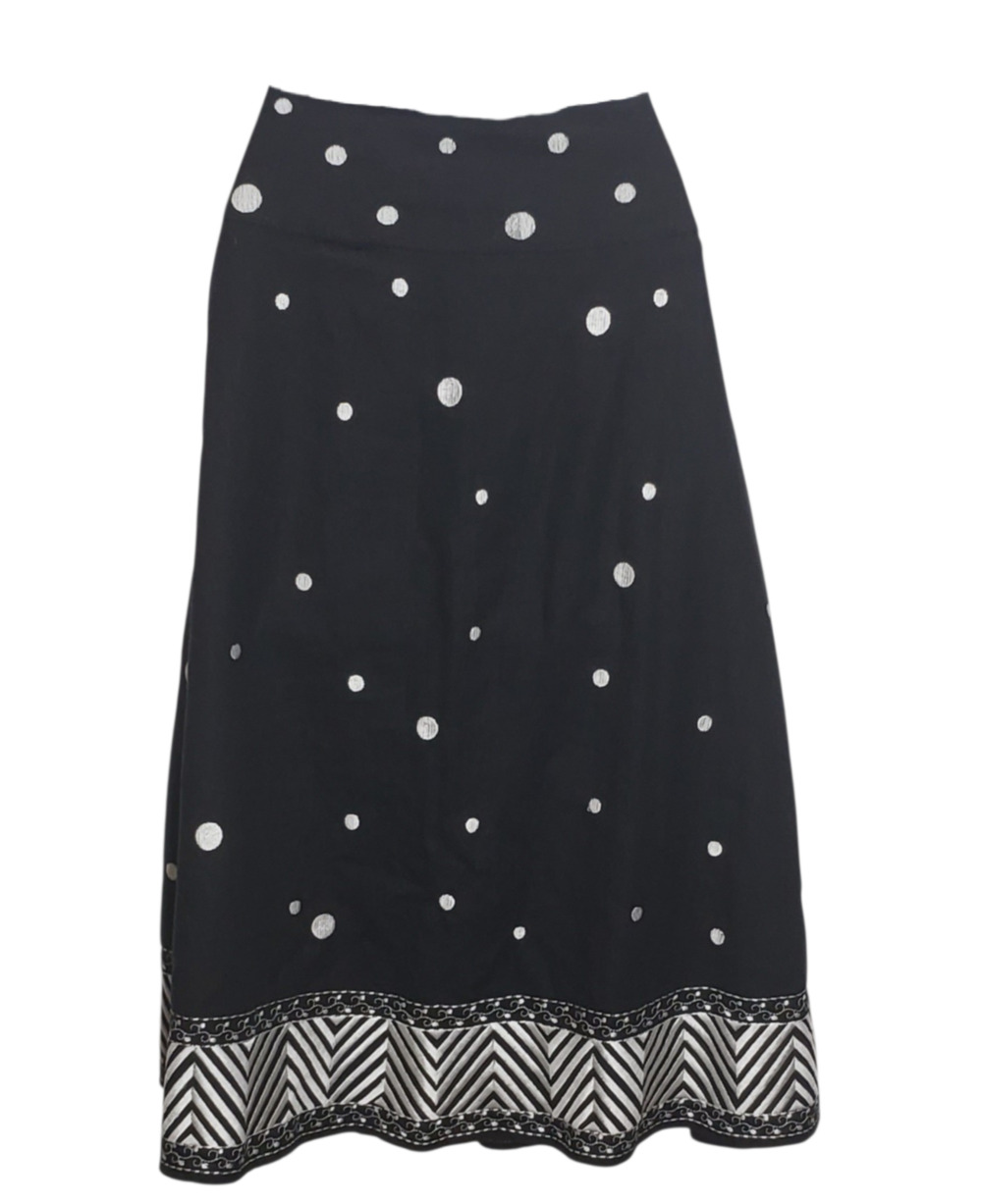 Vintage 90s Carole Little Skirt Sz 4 Whimsigoth Embroidered Polka Dot Zigzag